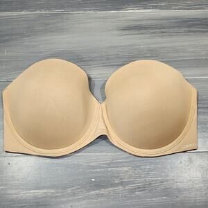 Calvin Klein Strapless Push-Up Bra 36DD Underwire Naked Glamour QF5677 Beige